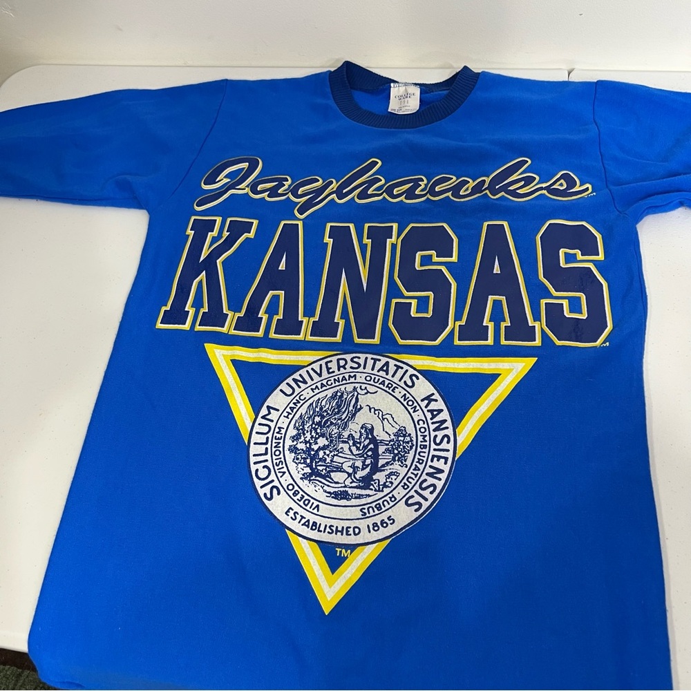 Vtg College Ware One Size Fits Most Sleepshirt University of Kansas KU Jayhawks - Picture 9 of 10